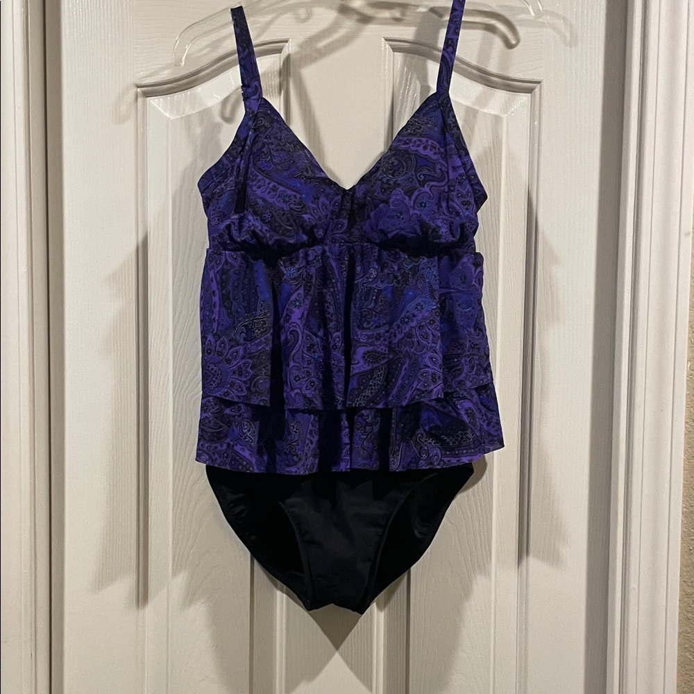 Miraclesuit Purple and Black Paisley Swimsuit excellent condition - Picture 2 of 6